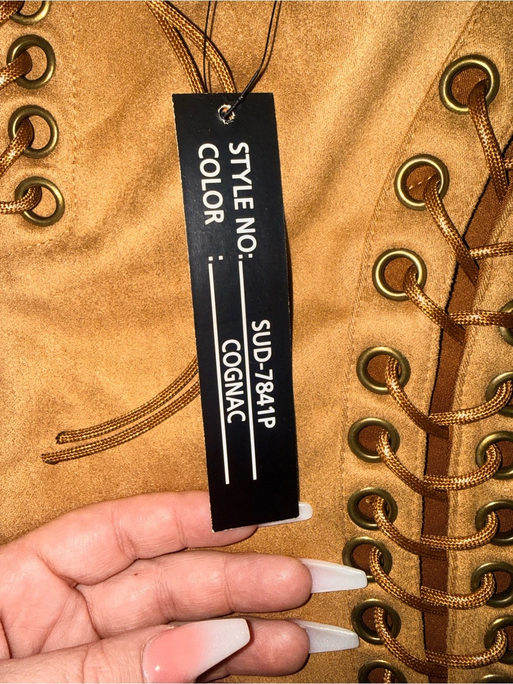 like an angel Tan Lace-Up Boot Cut Jumpsuit Pants - Picture 2 of 4